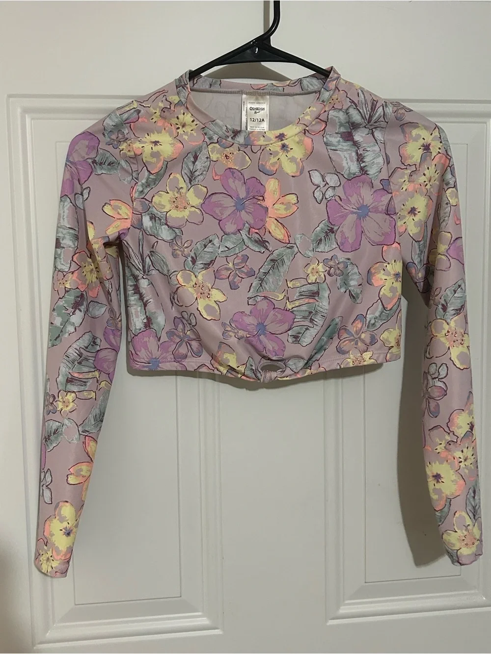 OshKosh B'gosh Lavender Floral Long-Sleeve Swim Rashguard